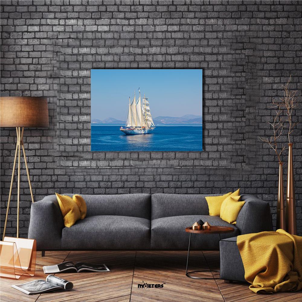 Sailing Ship In A Beautiful Summer Day Canvas Wall Art-4 Horizontal-Gallery Wrap-34" x 24"-Tiaracle