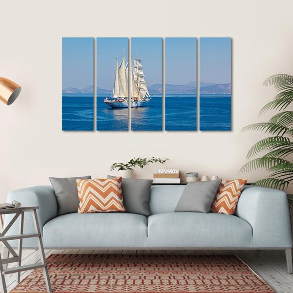 Sailing Ship In A Beautiful Summer Day Canvas Wall Art-5 Horizontal-Gallery Wrap-22" x 12"-Tiaracle