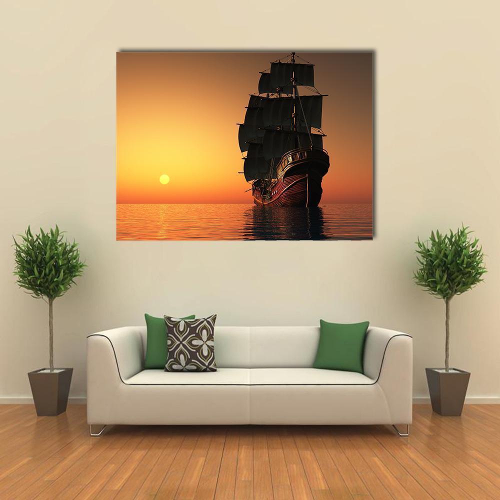 Sailing Ship Canvas Wall Art-3 Horizontal-Gallery Wrap-37" x 24"-Tiaracle