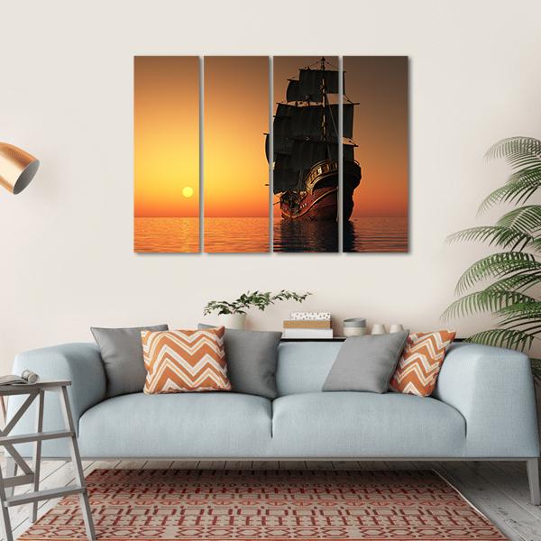 Sailing Ship Canvas Wall Art-4 Horizontal-Gallery Wrap-34" x 24"-Tiaracle