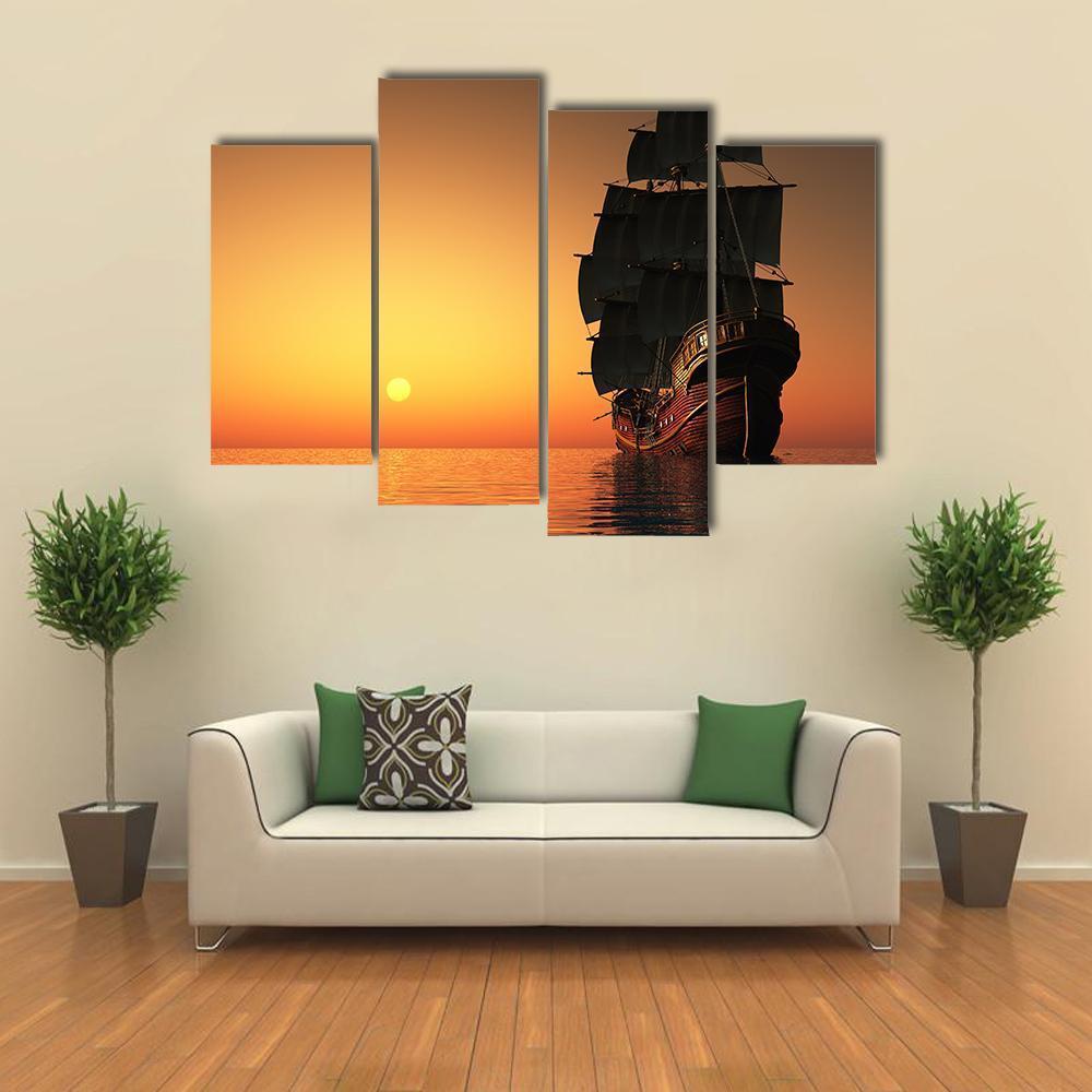 Sailing Ship Canvas Wall Art-4 Pop-Gallery Wrap-50" x 32"-Tiaracle