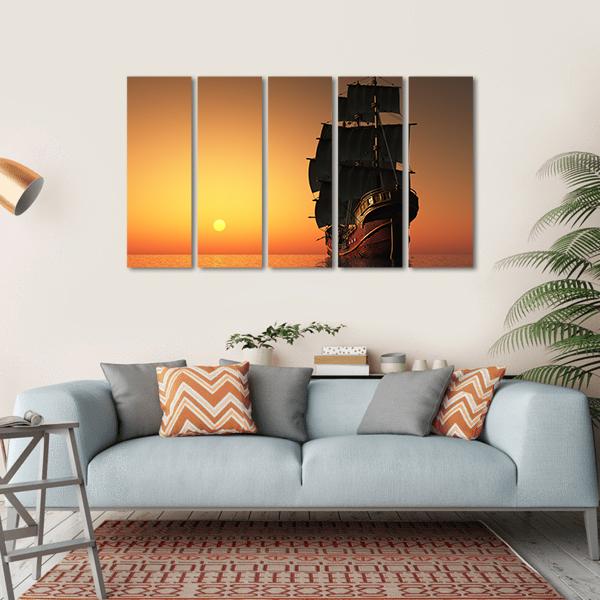 Sailing Ship Canvas Wall Art-5 Horizontal-Gallery Wrap-22" x 12"-Tiaracle
