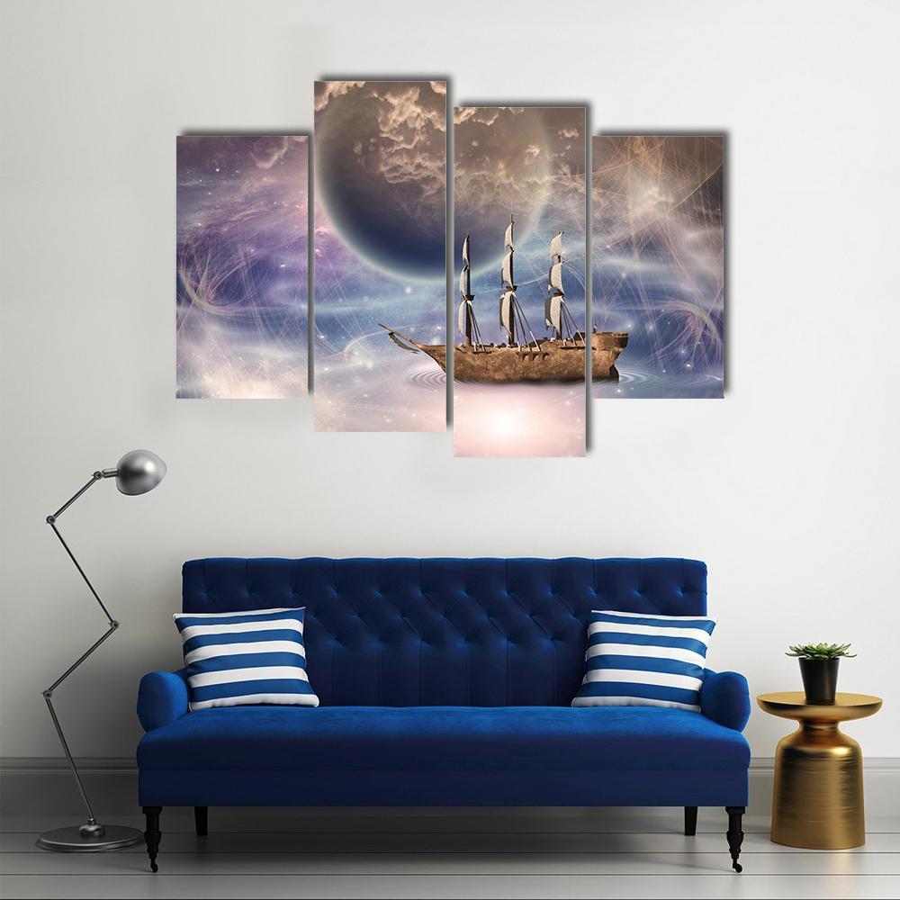 Sailing Ship With Full Sails Canvas Wall Art-4 Pop-Gallery Wrap-50" x 32"-Tiaracle