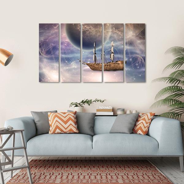 Sailing Ship With Full Sails Canvas Wall Art-5 Horizontal-Gallery Wrap-22" x 12"-Tiaracle