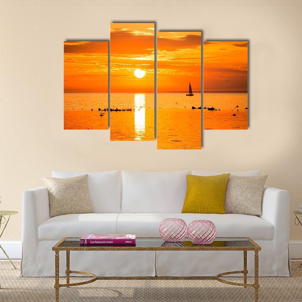 Sailing Ship Yachts In The Sea Canvas Wall Art-4 Pop-Gallery Wrap-50" x 32"-Tiaracle