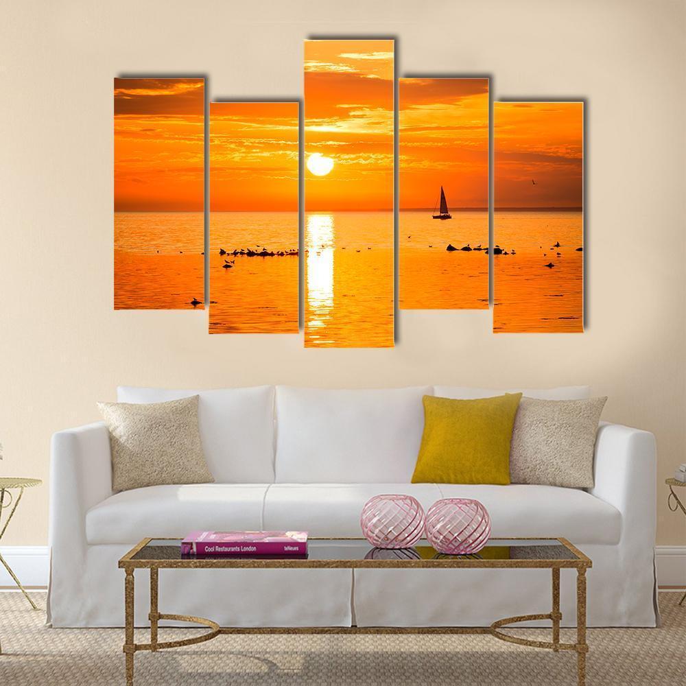 Sailing Ship Yachts In The Sea Canvas Wall Art-5 Pop-Gallery Wrap-47" x 32"-Tiaracle