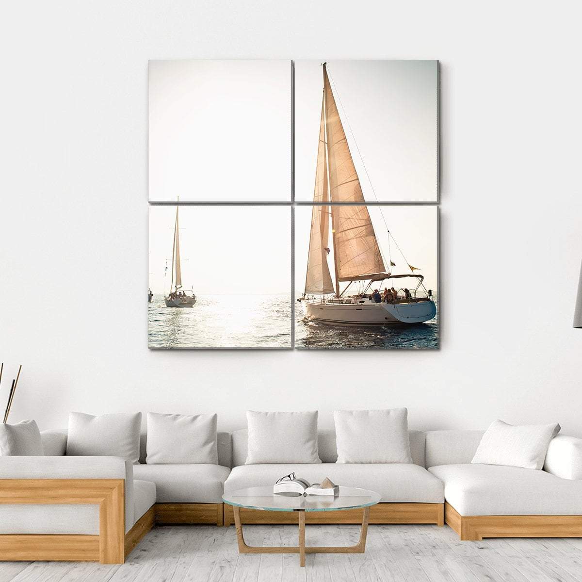 Sailing Ship Yachts Canvas Wall Art-4 Square-Gallery Wrap-17" x 17"-Tiaracle