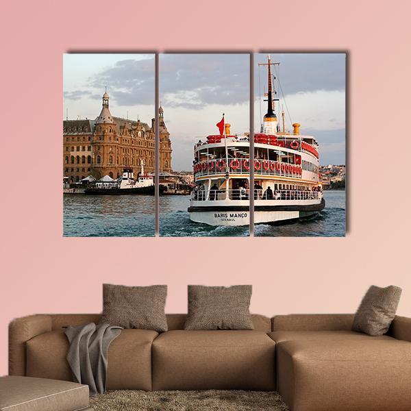 Sails In To Haydarpasa In Istanbul Canvas Wall Art-3 Horizontal-Gallery Wrap-37" x 24"-Tiaracle