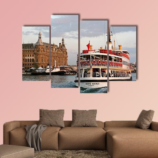 Sails In To Haydarpasa In Istanbul Canvas Wall Art-4 Pop-Gallery Wrap-50" x 32"-Tiaracle