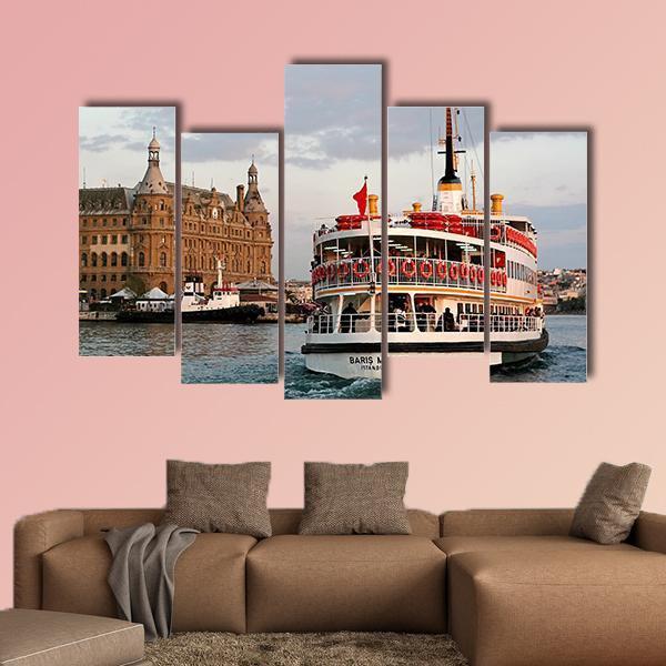 Sails In To Haydarpasa In Istanbul Canvas Wall Art-5 Pop-Gallery Wrap-47" x 32"-Tiaracle