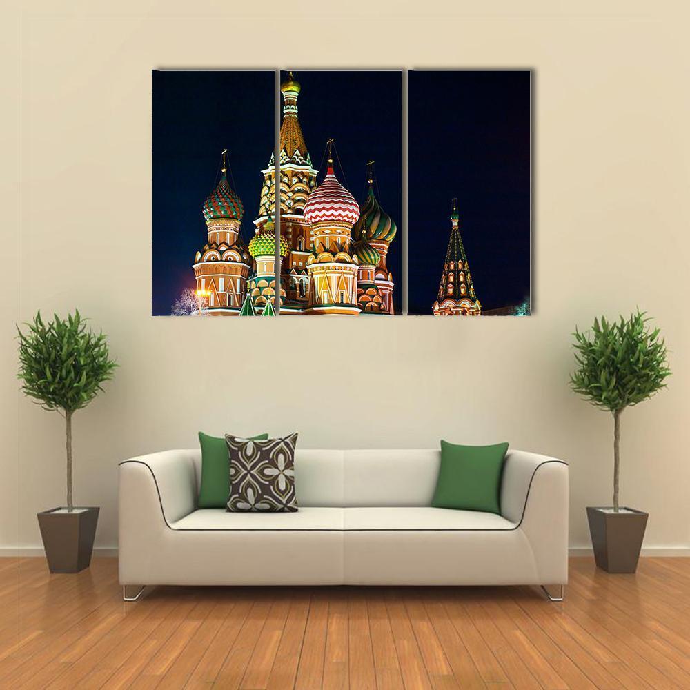 Saint Basil s Cathedral In Moscow Canvas Wall Art-3 Horizontal-Gallery Wrap-37" x 24"-Tiaracle