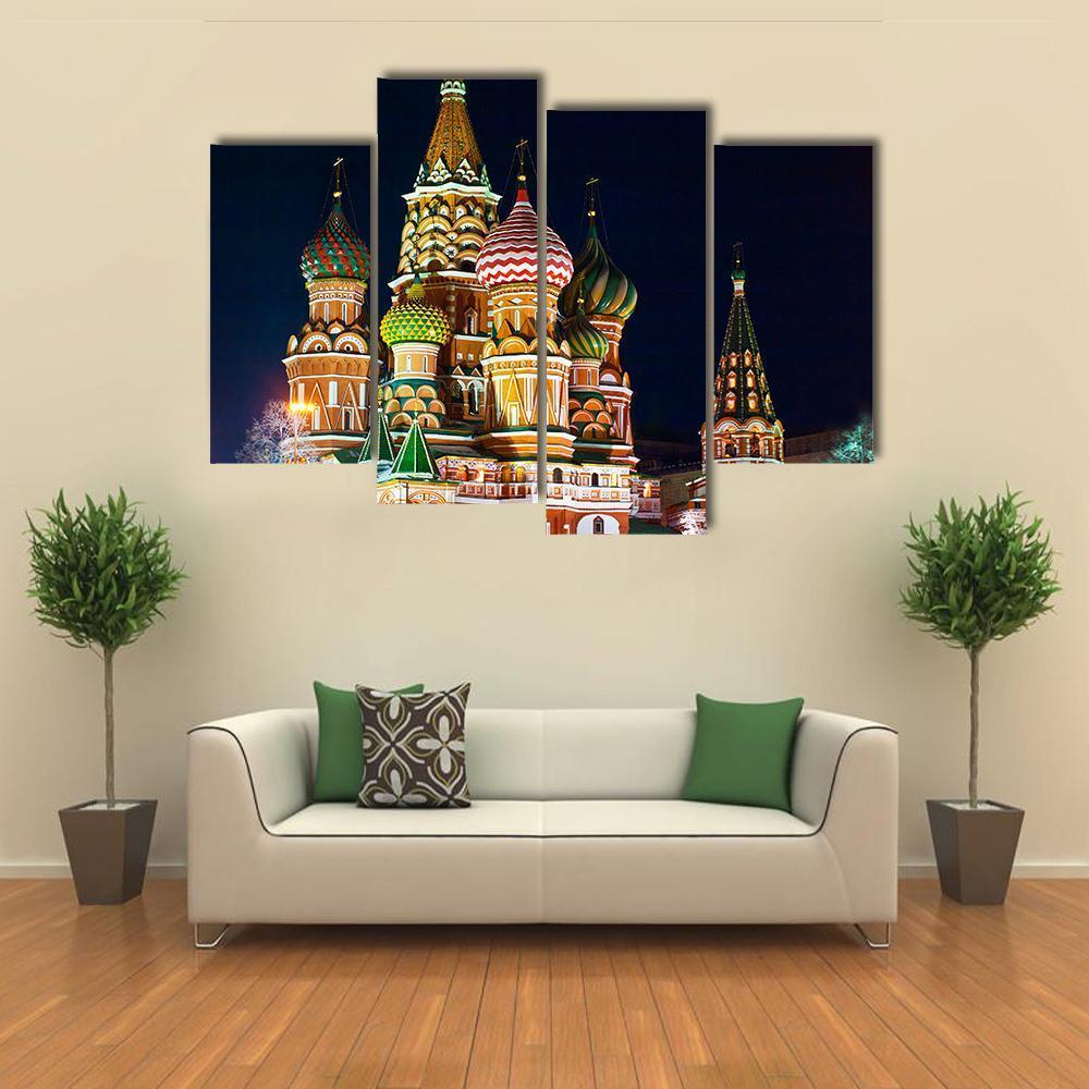 Saint Basil s Cathedral In Moscow Canvas Wall Art-4 Pop-Gallery Wrap-50" x 32"-Tiaracle