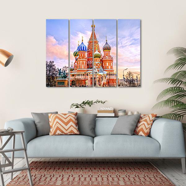 Saint Basil's Cathedral In Red Square In Winter Canvas Wall Art-4 Horizontal-Gallery Wrap-34" x 24"-Tiaracle