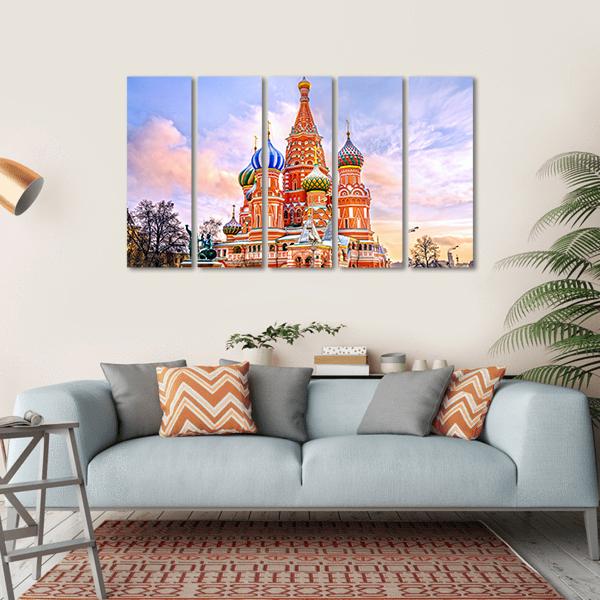 Saint Basil's Cathedral In Red Square In Winter Canvas Wall Art-5 Horizontal-Gallery Wrap-22" x 12"-Tiaracle