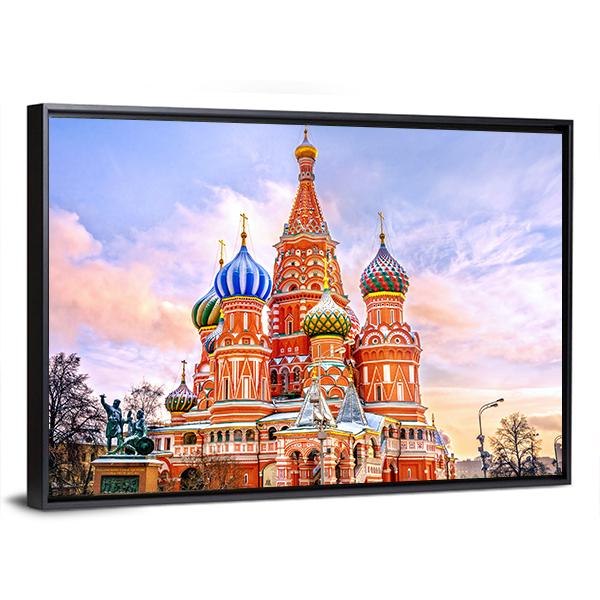 Saint Basil's Cathedral In Red Square In Winter Canvas Wall Art-3 Horizontal-Gallery Wrap-25" x 16"-Tiaracle