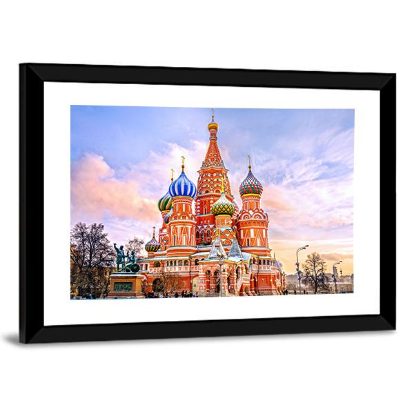 Saint Basil's Cathedral In Red Square In Winter Canvas Wall Art-3 Horizontal-Gallery Wrap-25" x 16"-Tiaracle