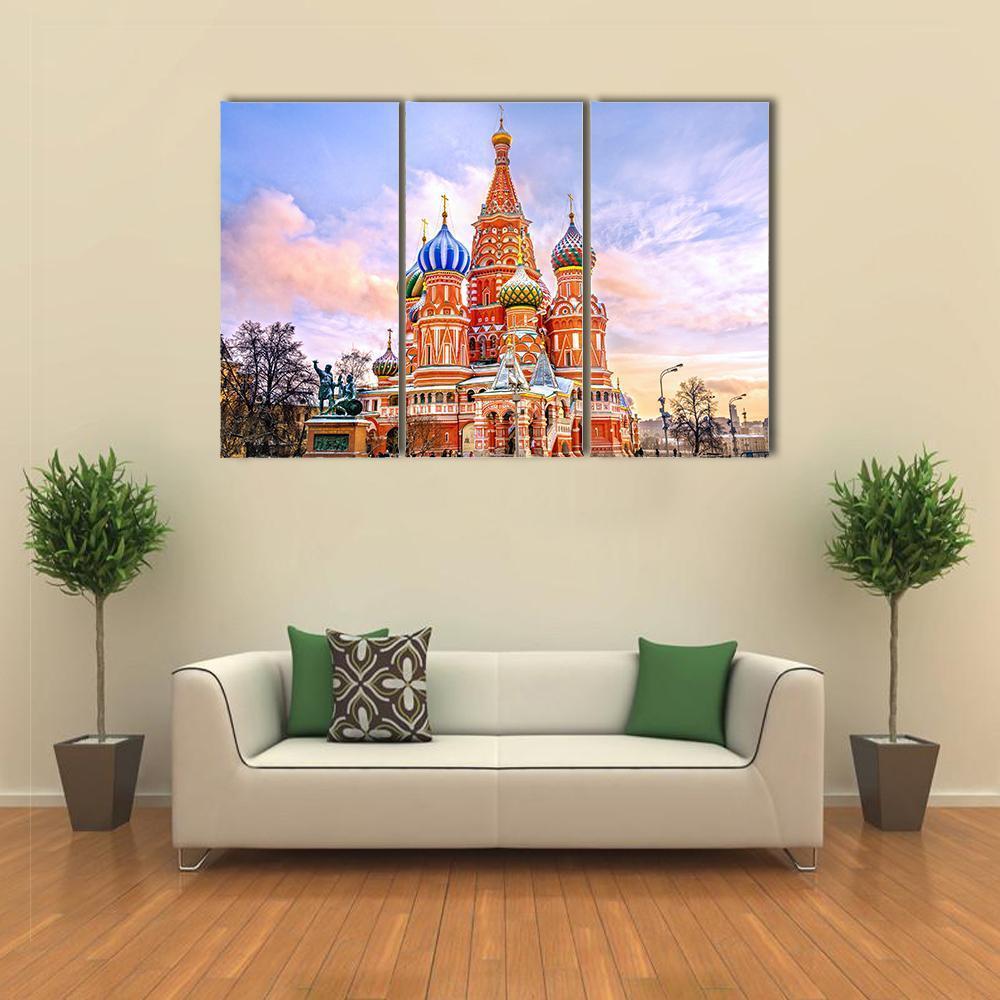 Saint Basil's Cathedral In Red Square In Winter Canvas Wall Art-3 Horizontal-Gallery Wrap-37" x 24"-Tiaracle