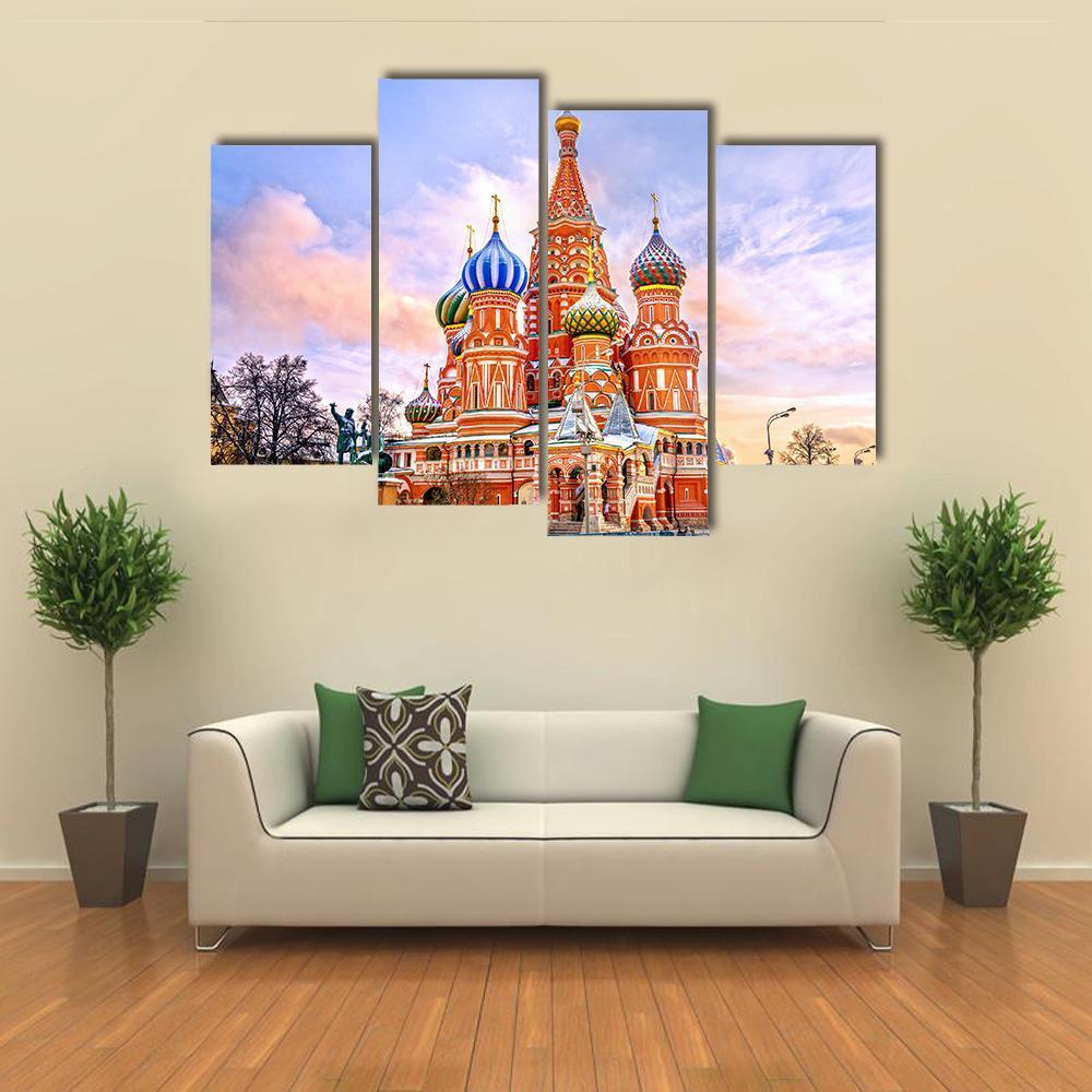 Saint Basil's Cathedral In Red Square In Winter Canvas Wall Art-4 Pop-Gallery Wrap-50" x 32"-Tiaracle