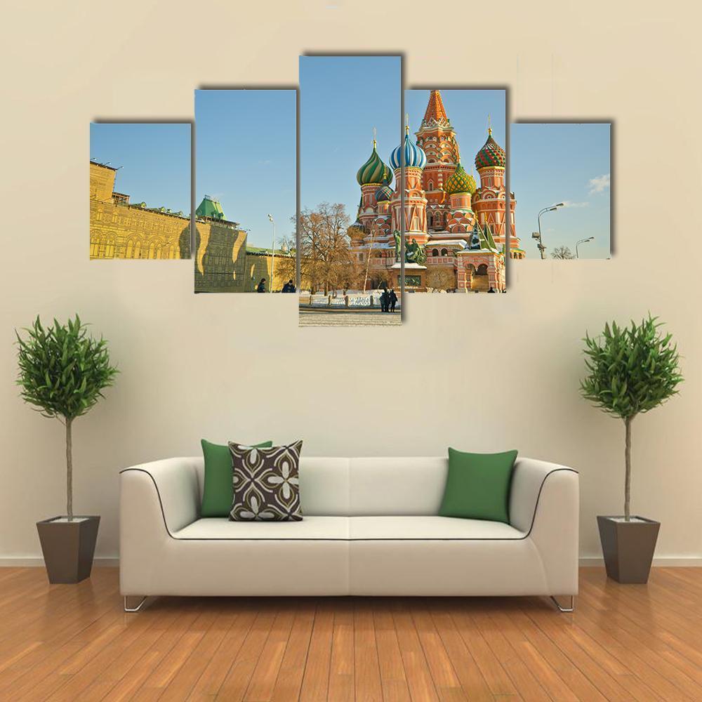 Saint Basil's Cathedral Canvas Wall Art-5 Star-Gallery Wrap-62" x 32"-Tiaracle