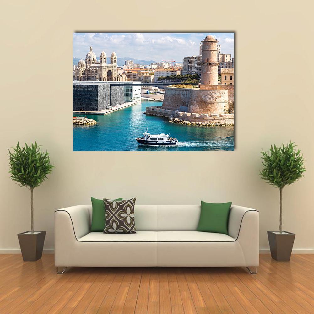 Saint Jean Castle And Cathedral De La Major Canvas Wall Art-1 Piece-Gallery Wrap-48" x 32"-Tiaracle