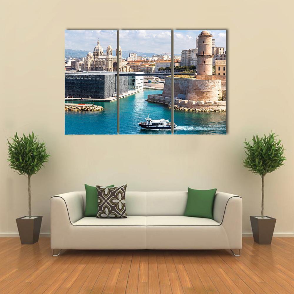 Saint Jean Castle And Cathedral De La Major Canvas Wall Art-3 Horizontal-Gallery Wrap-37" x 24"-Tiaracle