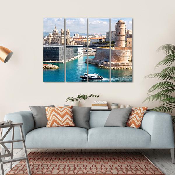 Saint Jean Castle And Cathedral De La Major Canvas Wall Art-4 Horizontal-Gallery Wrap-34" x 24"-Tiaracle