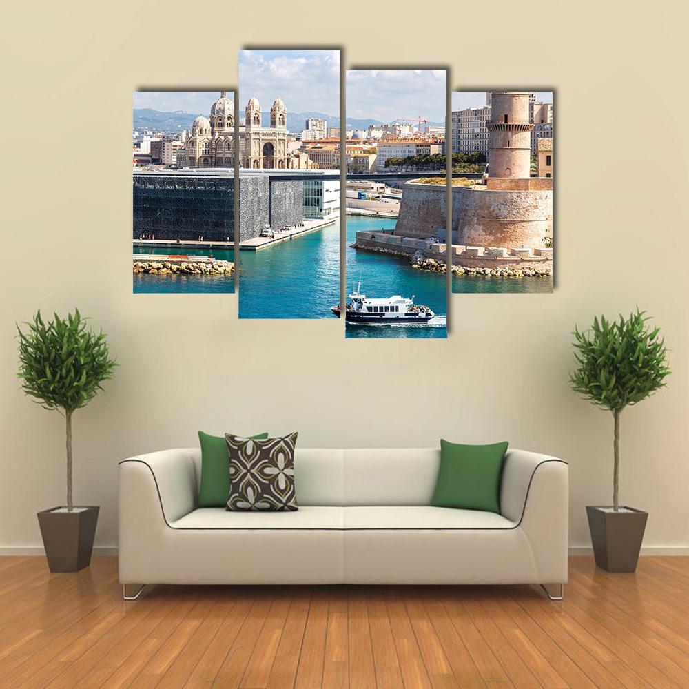 Saint Jean Castle And Cathedral De La Major Canvas Wall Art-4 Pop-Gallery Wrap-50" x 32"-Tiaracle