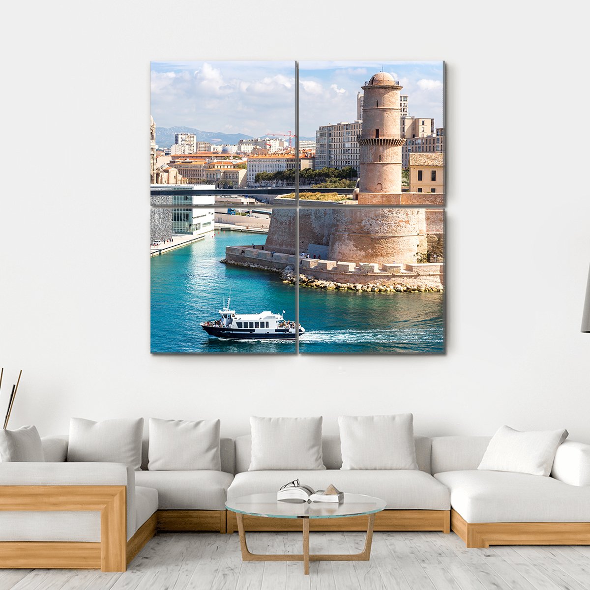 Saint Jean Castle And Cathedral De La Major Canvas Wall Art-4 Square-Gallery Wrap-17" x 17"-Tiaracle