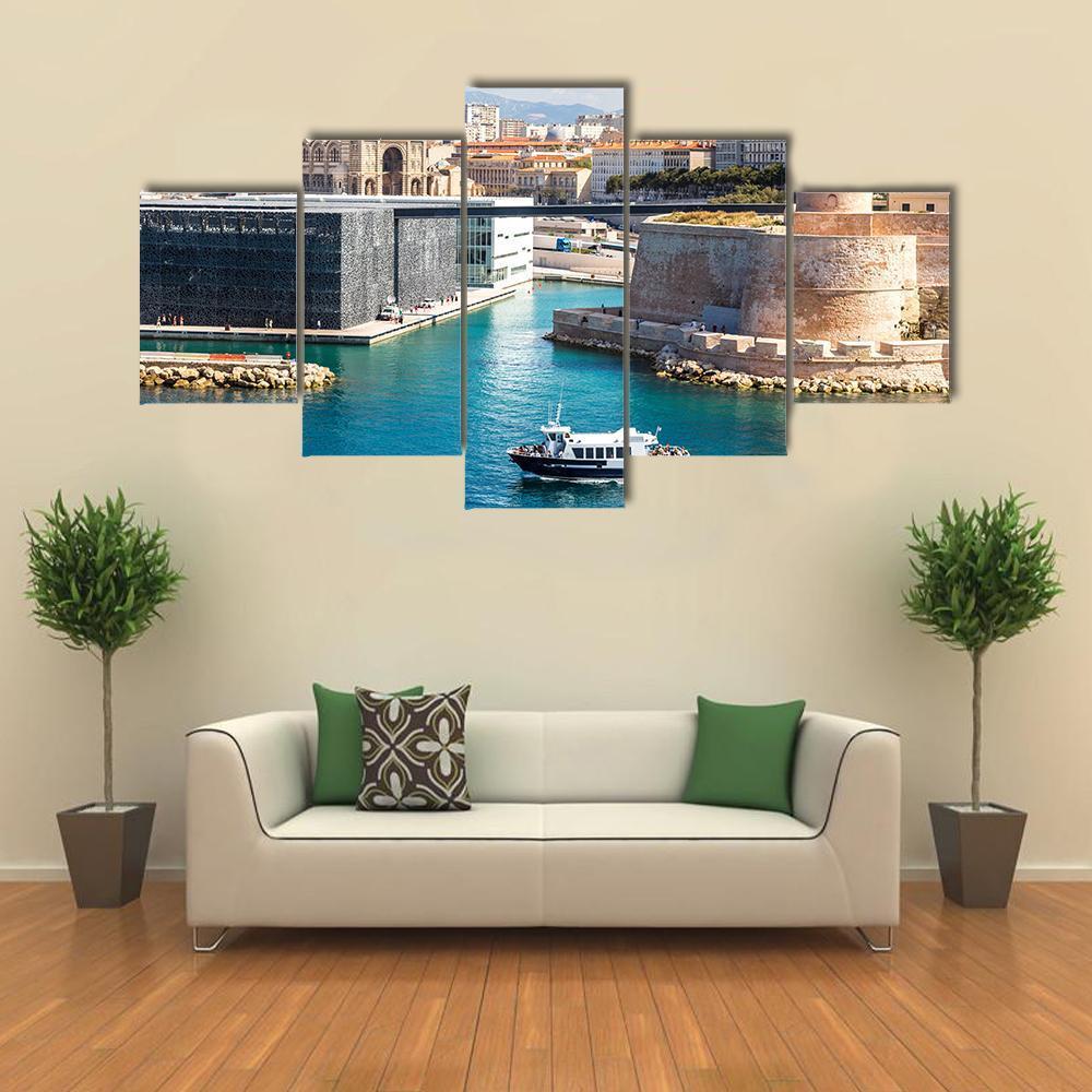 Saint Jean Castle And Cathedral De La Major Canvas Wall Art-5 Star-Gallery Wrap-62" x 32"-Tiaracle