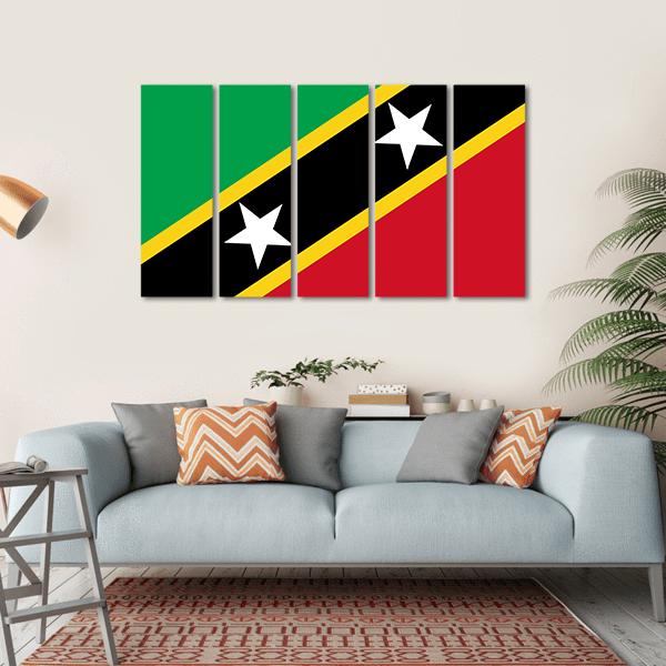 Saint Kitts And Nevis Flag Canvas Wall Art-5 Horizontal-Gallery Wrap-22" x 12"-Tiaracle