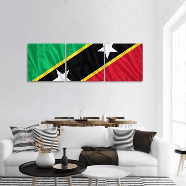 Saint Kitts &amp; Nevis Flag Panoramic Canvas Wall Art-3 Piece-25" x 08"-Tiaracle