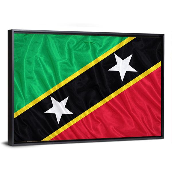 Saint Kitts &amp; Nevis Flag Canvas Wall Art-3 Horizontal-Gallery Wrap-25" x 16"-Tiaracle