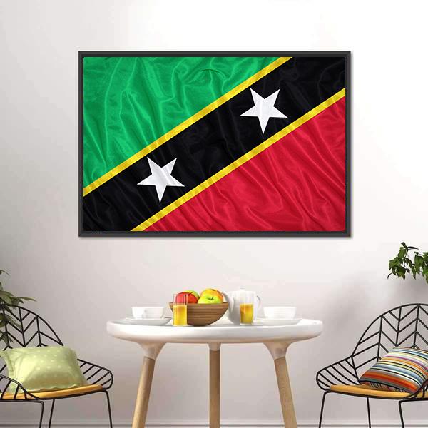 Saint Kitts &amp; Nevis Flag Canvas Wall Art-3 Horizontal-Gallery Wrap-25" x 16"-Tiaracle