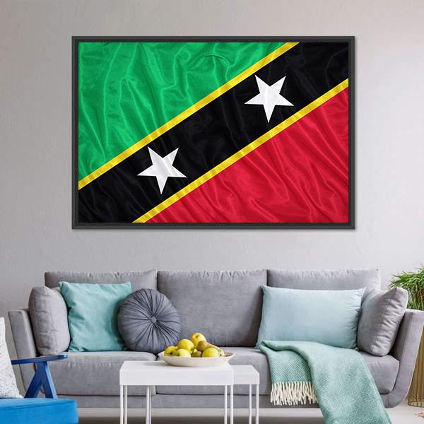 Saint Kitts &amp; Nevis Flag Canvas Wall Art-3 Horizontal-Gallery Wrap-25" x 16"-Tiaracle