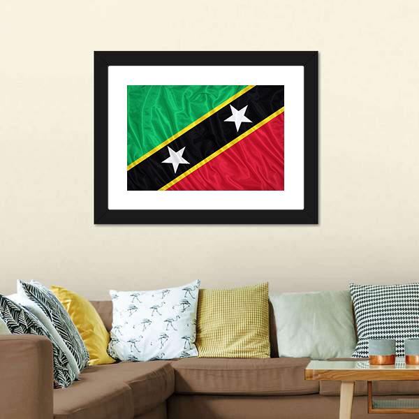 Saint Kitts &amp; Nevis Flag Canvas Wall Art-3 Horizontal-Gallery Wrap-25" x 16"-Tiaracle