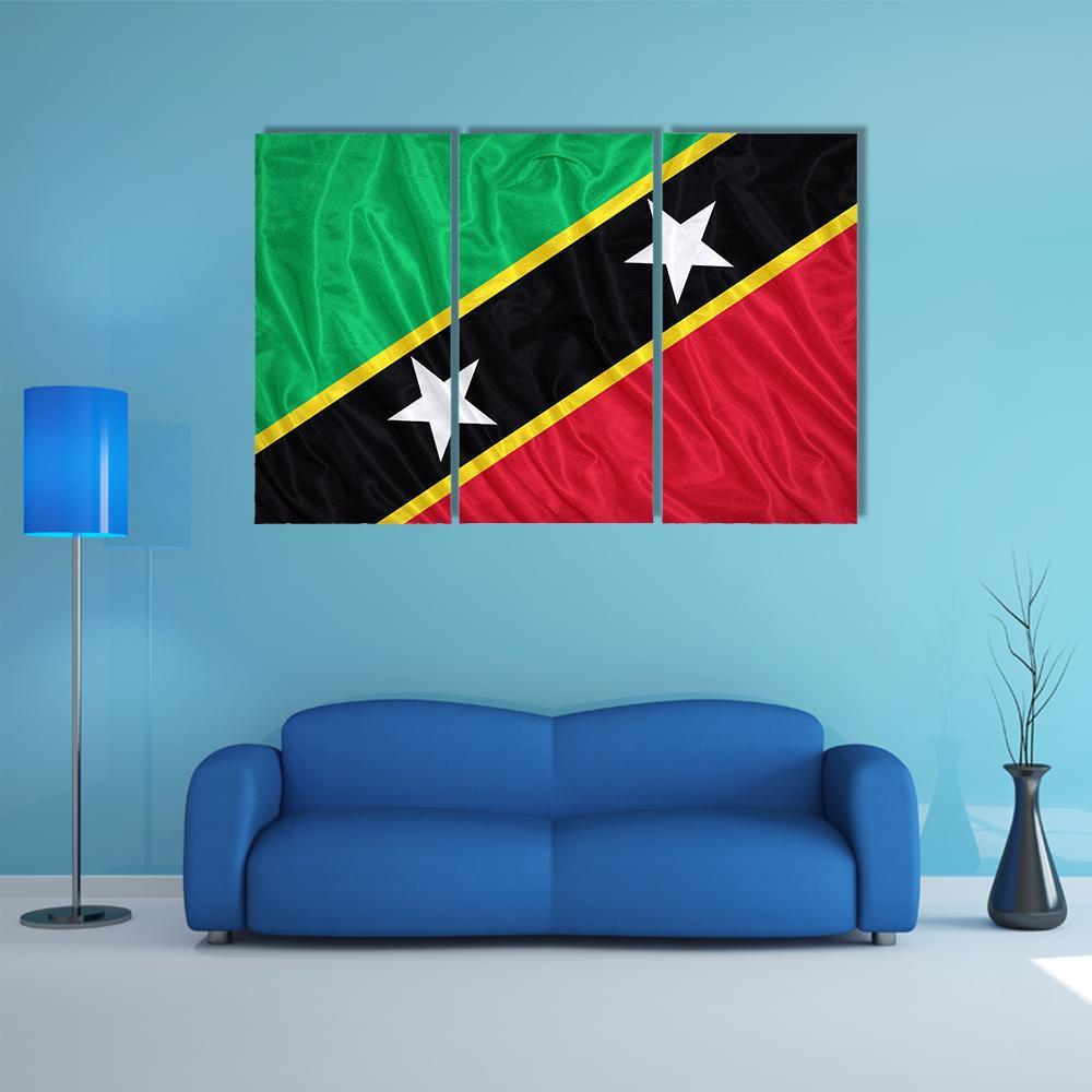 Saint Kitts &amp; Nevis Flag Canvas Wall Art-3 Horizontal-Gallery Wrap-37" x 24"-Tiaracle