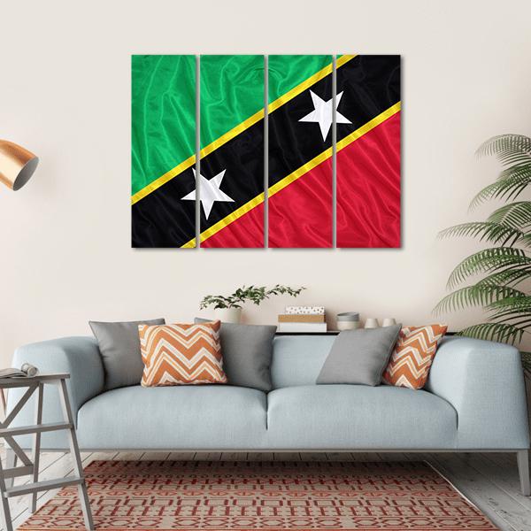 Saint Kitts & Nevis Flag Canvas Wall Art-4 Horizontal-Gallery Wrap-34" x 24"-Tiaracle