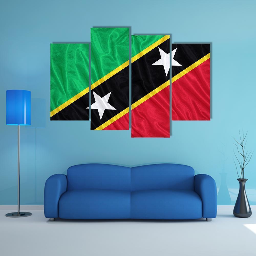Saint Kitts &amp; Nevis Flag Canvas Wall Art-4 Pop-Gallery Wrap-50" x 32"-Tiaracle