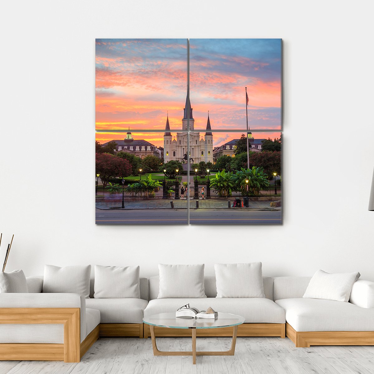 Saint Louis Cathedral In New Orleans Canvas Wall Art-4 Square-Gallery Wrap-17" x 17"-Tiaracle