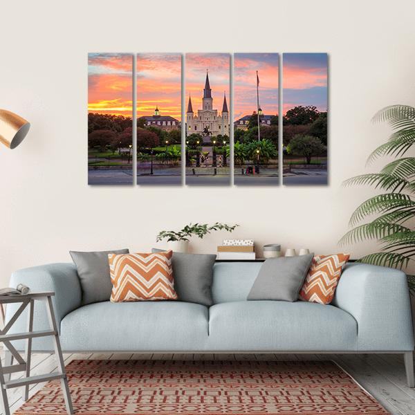 Saint Louis Cathedral In New Orleans Canvas Wall Art-5 Horizontal-Gallery Wrap-22" x 12"-Tiaracle