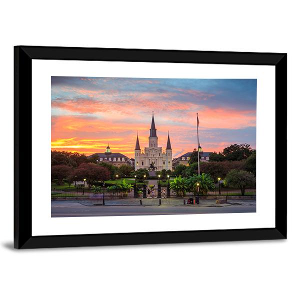 Saint Louis Cathedral In New Orleans Panoramic Canvas Wall Art-1 Piece-36" x 12"-Tiaracle