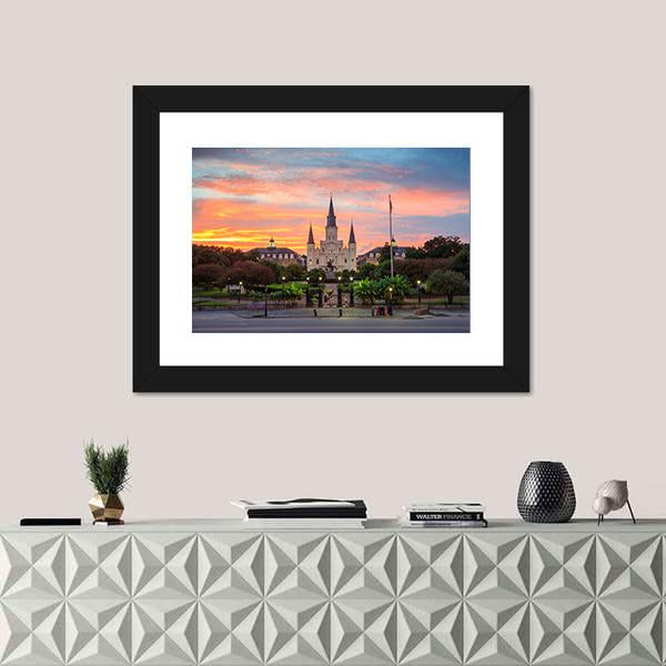 Saint Louis Cathedral In New Orleans Panoramic Canvas Wall Art-1 Piece-36" x 12"-Tiaracle