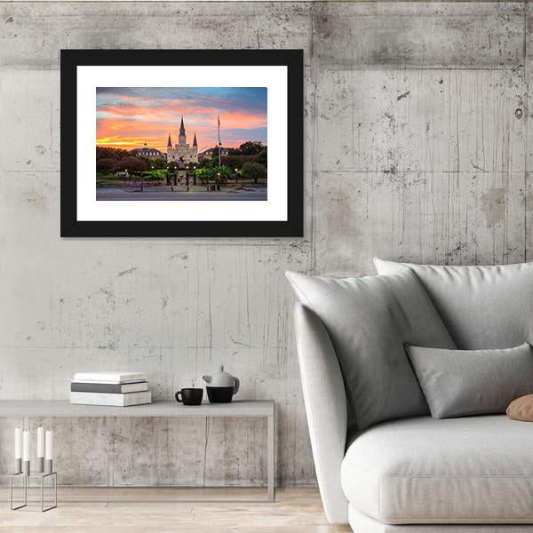 Saint Louis Cathedral In New Orleans Panoramic Canvas Wall Art-1 Piece-36" x 12"-Tiaracle
