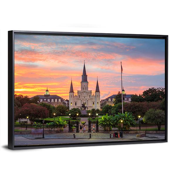 Saint Louis Cathedral In New Orleans Panoramic Canvas Wall Art-1 Piece-36" x 12"-Tiaracle