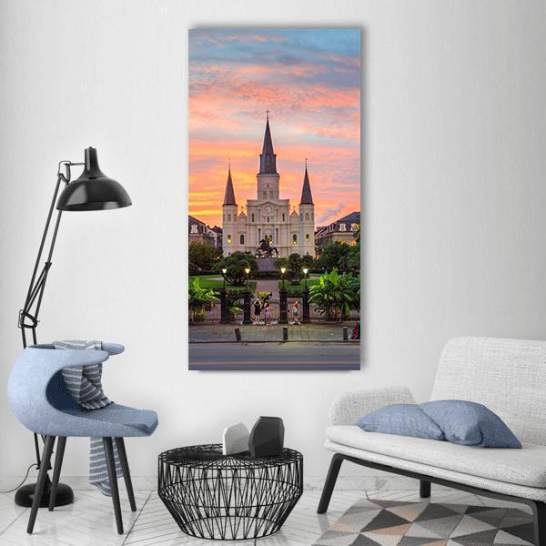 Saint Louis Cathedral Vertical Canvas Wall Art-3 Vertical-Gallery Wrap-12" x 25"-Tiaracle