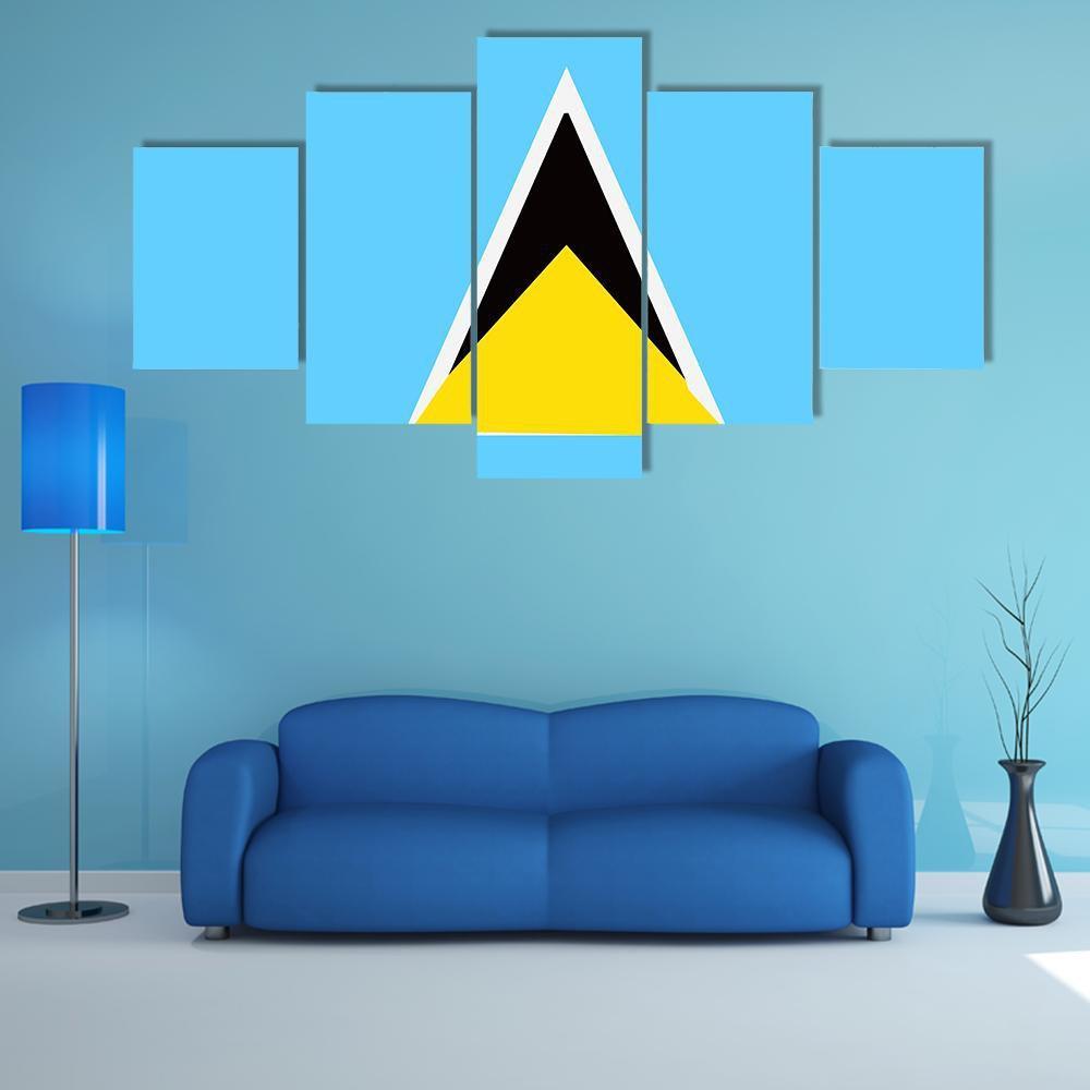 Saint Lucia Flag Canvas Wall Art-5 Star-Gallery Wrap-62" x 32"-Tiaracle