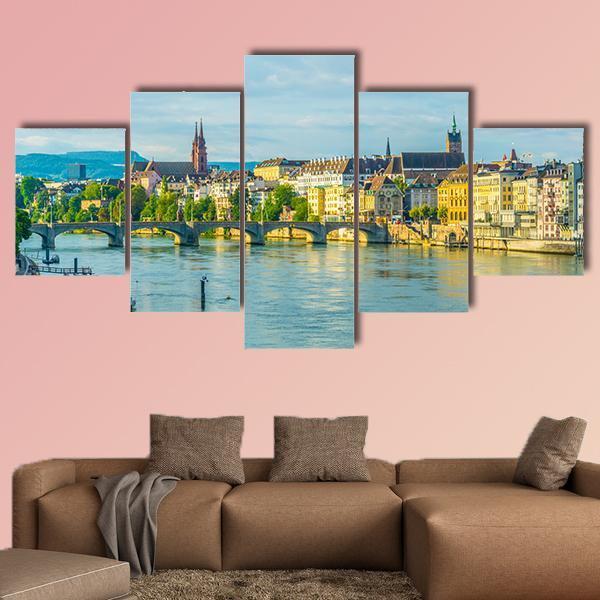 Saint Martin Church In Switzerland Canvas Wall Art-5 Star-Gallery Wrap-62" x 32"-Tiaracle