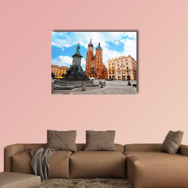 Saint Mary's Basilica In Krakow Poland Canvas Wall Art-1 Piece-Gallery Wrap-48" x 32"-Tiaracle