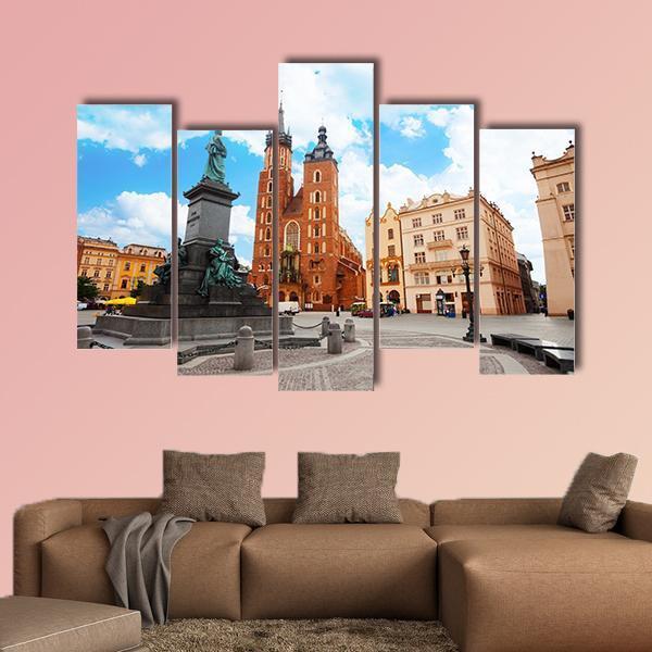 Saint Mary's Basilica In Krakow Poland Canvas Wall Art-5 Pop-Gallery Wrap-47" x 32"-Tiaracle
