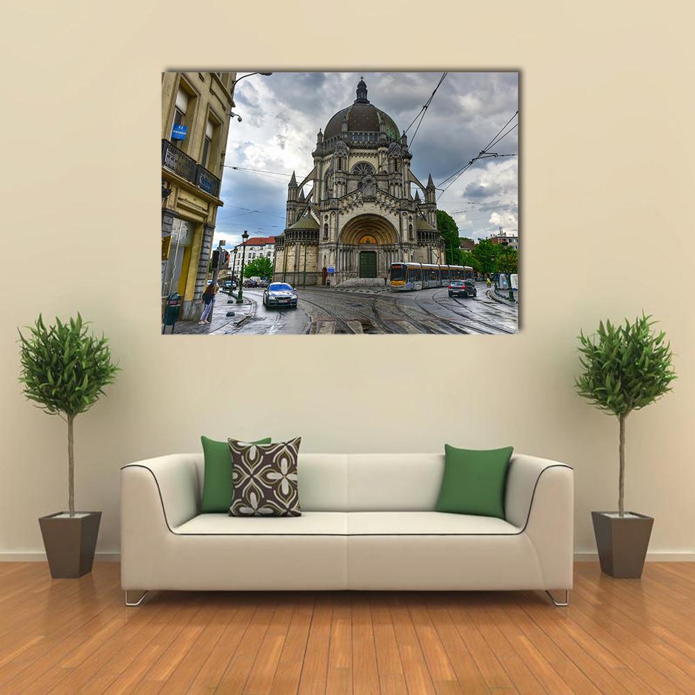 Saint Mary’s Royal Church In Brussels Canvas Wall Art-1 Piece-Gallery Wrap-36" x 24"-Tiaracle